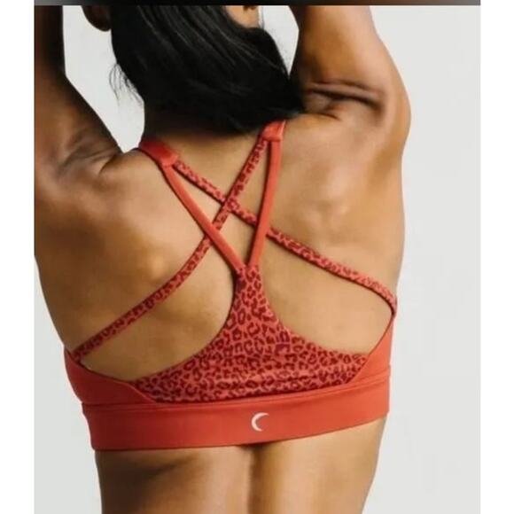 Zyia Burnt Orange Leopard Light N Tight Strappy Racerback Sports Bra Size Small - Picture 5 of 7